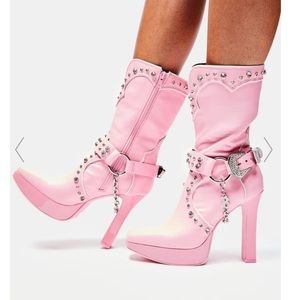 Dolls Kill Pink Sassy Saloon Cowboy Boots